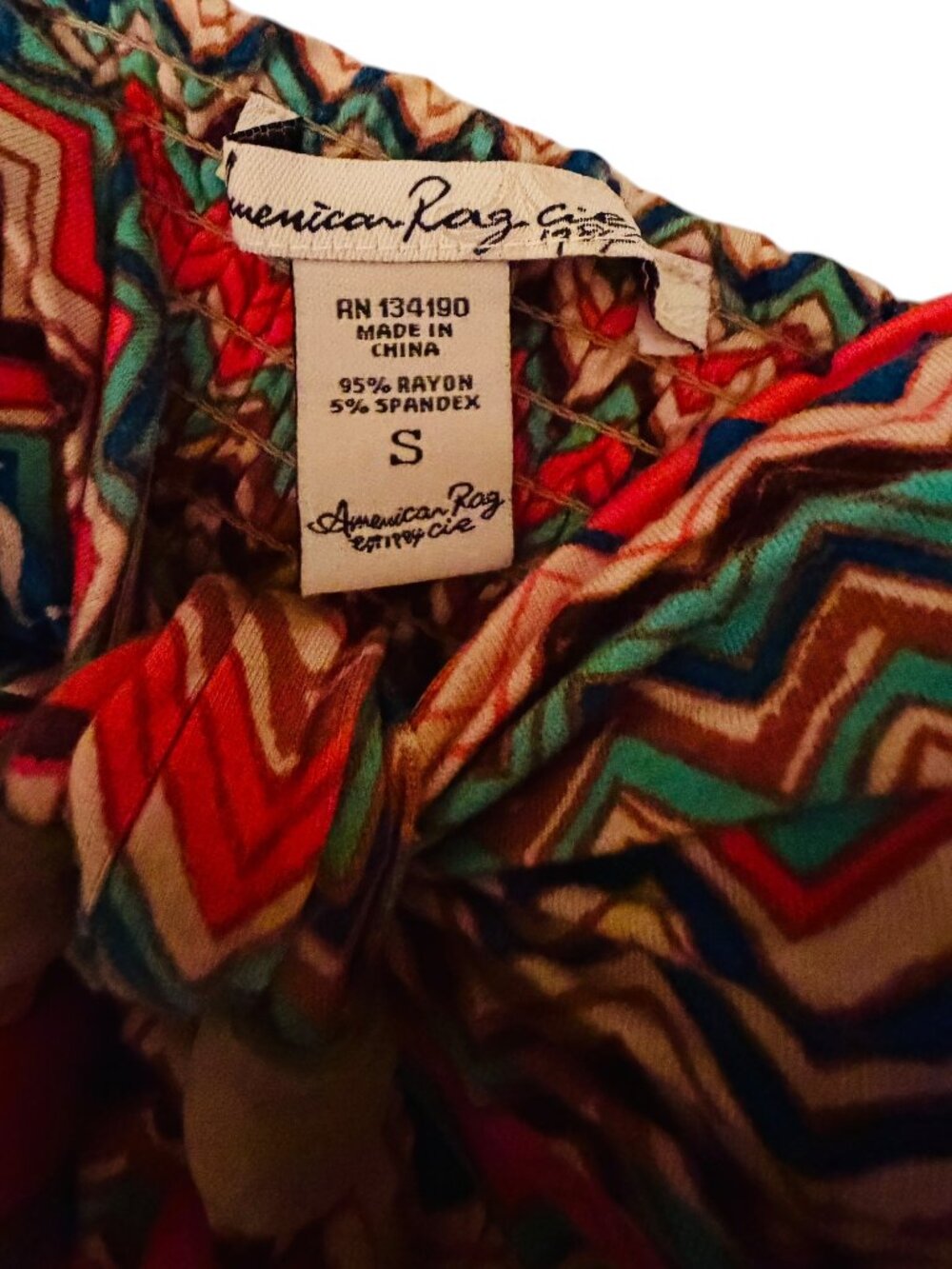 Woman's: American Rag Strapless Chevron Print Maxi Dress with Wooden Bead Detail - Picture 6 of 7